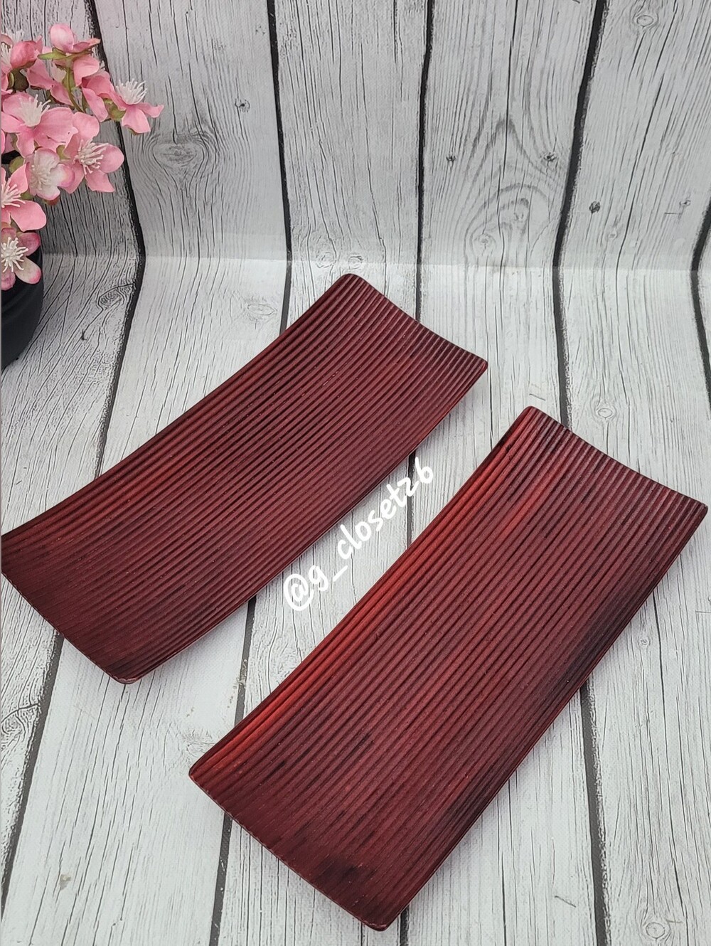 Wooden Ridged dark Square Platters/Trays